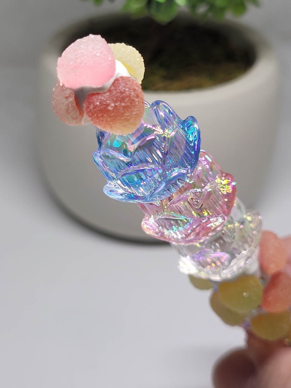 Candy Heart Crystal Beaded Pen - Pastel Pink, Yellow, Orange